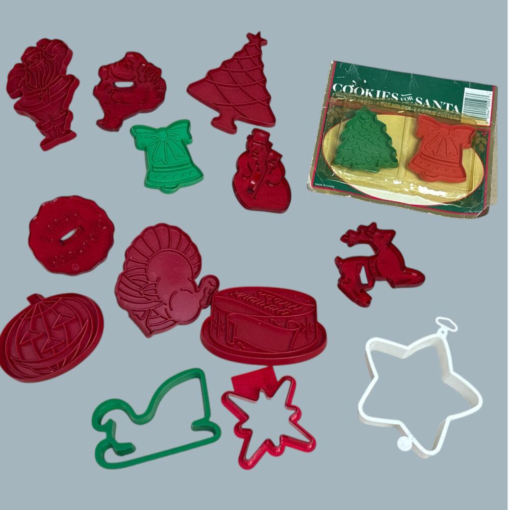 Vintage Holiday Cookie Cutters Lot of 15 Christmas Halloween Thanksgiving Santa